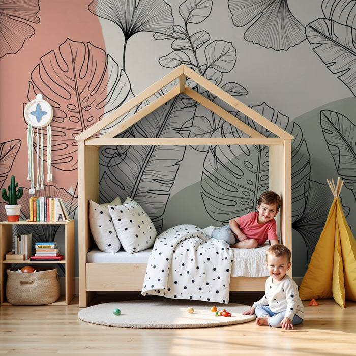 Papel pintado infantil | Follaje delicado y líneas limpias