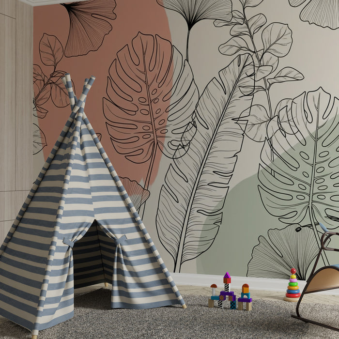 Kids room wallpaper | Delicate foliage and clean lines