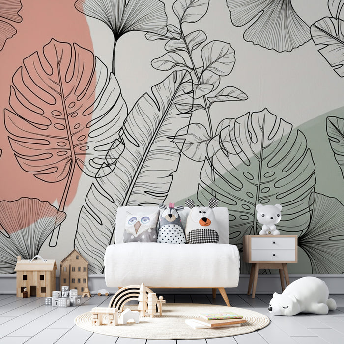 Kids room wallpaper | Delicate foliage and clean lines