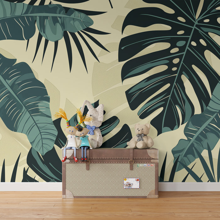 Kids room wallpaper | Artistic tropical foliage