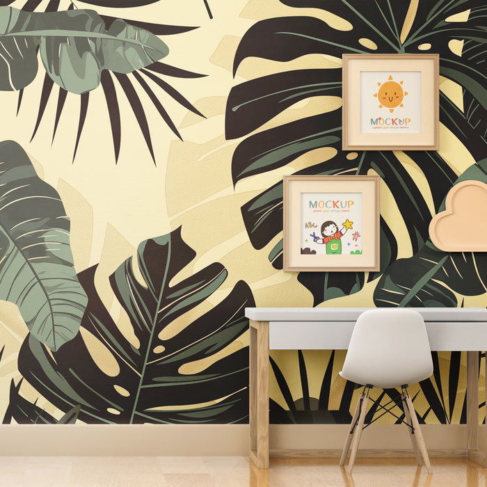Kids room wallpaper | Artistic tropical foliage