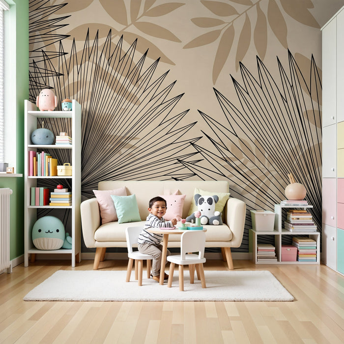 Papel pintado infantil | Hojas gráficas elegantes