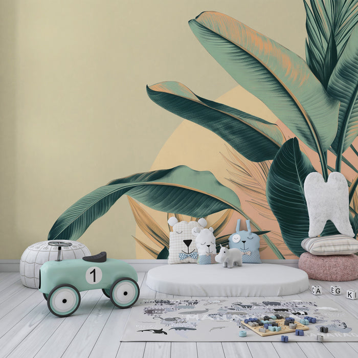 Kids room wallpaper | Soft and soothing tropical leaves