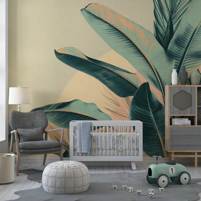 Kids room wallpaper | Soft and soothing tropical leaves