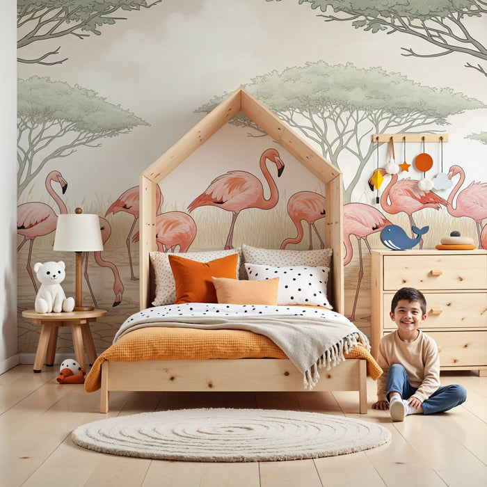 Kinderzimmer Tapete | Flamingi ob vode