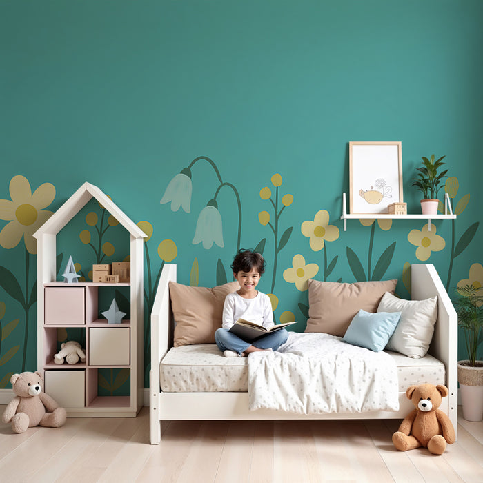 Kids room wallpaper | Colorful flowers and soothing nature
