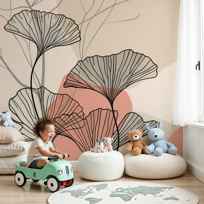 Kinderzimmer Tapete | Zarte und abstrakte Blumen