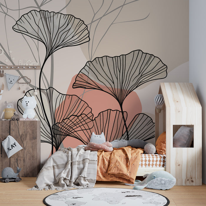 Kinderzimmer Tapete | Zarte und abstrakte Blumen