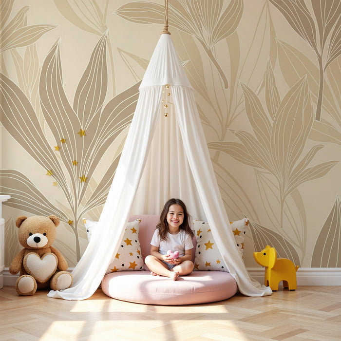 Papier peint chambre enfant | Fleurs délicates et motifs subtils