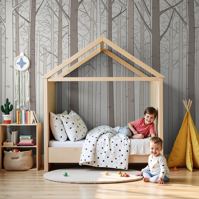 Papel pintado infantil | Bosque tranquilo en tonos beige
