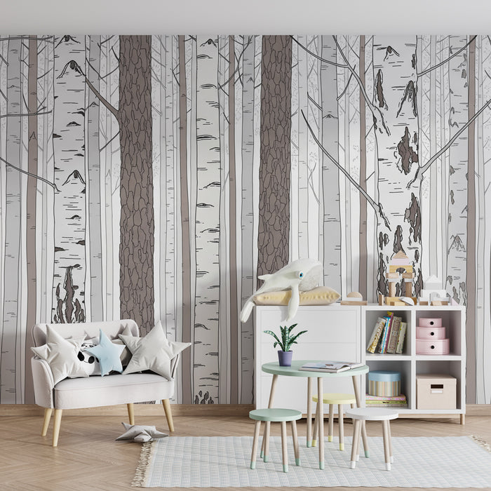 Kids room wallpaper | Soothing Birch Forest