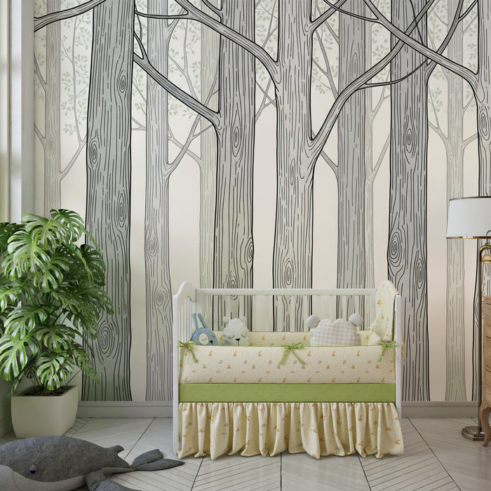 Kinderzimmer Tapete | Eleganter und beruhigender Wald