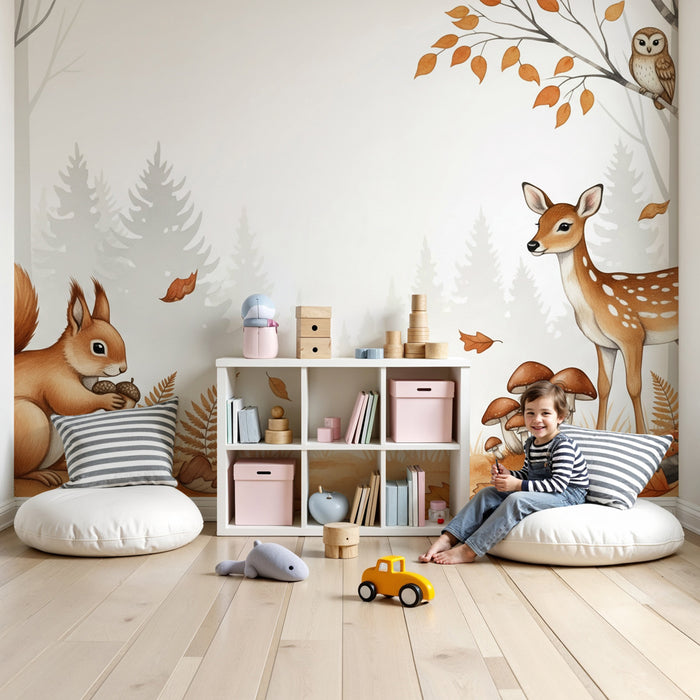Kids room wallpaper | Enchanted forest with animals