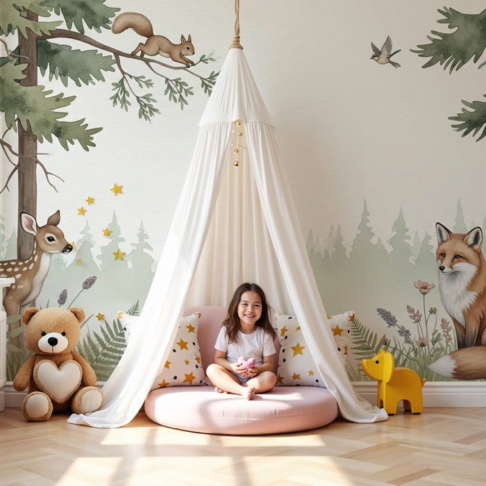 Kids room wallpaper | Enchanted forest with gentle fauna