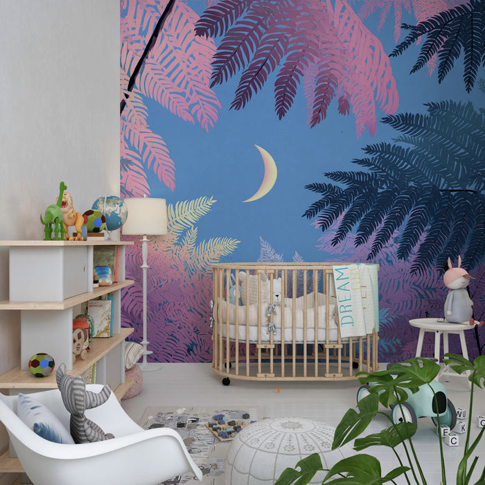 Kids room wallpaper | Magical forest under the moon