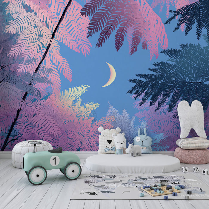 Kids room wallpaper | Magical forest under the moon
