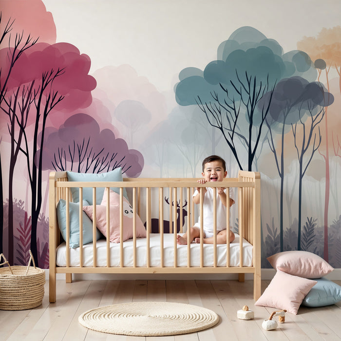 Kids room wallpaper | Tajemný les s jelenem