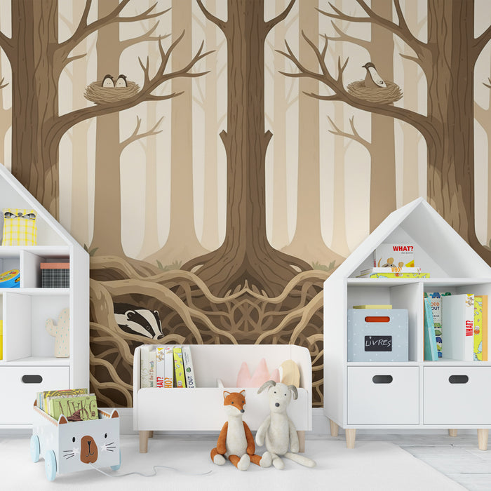 Kids room wallpaper | Rahu mets koos mägradega ja lindudega