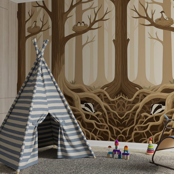 Kids room wallpaper | Rahu mets koos mägradega ja lindudega