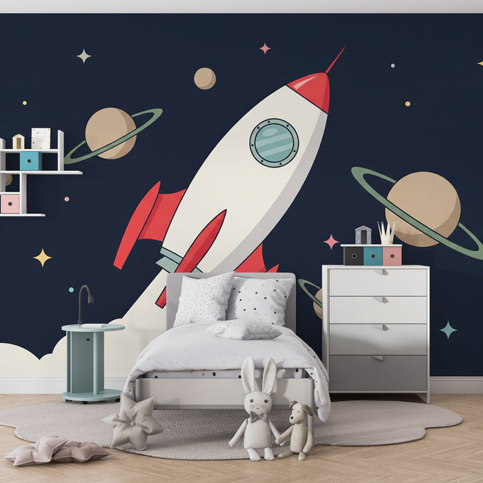 Papel de parede criança | Foguete e cosmos