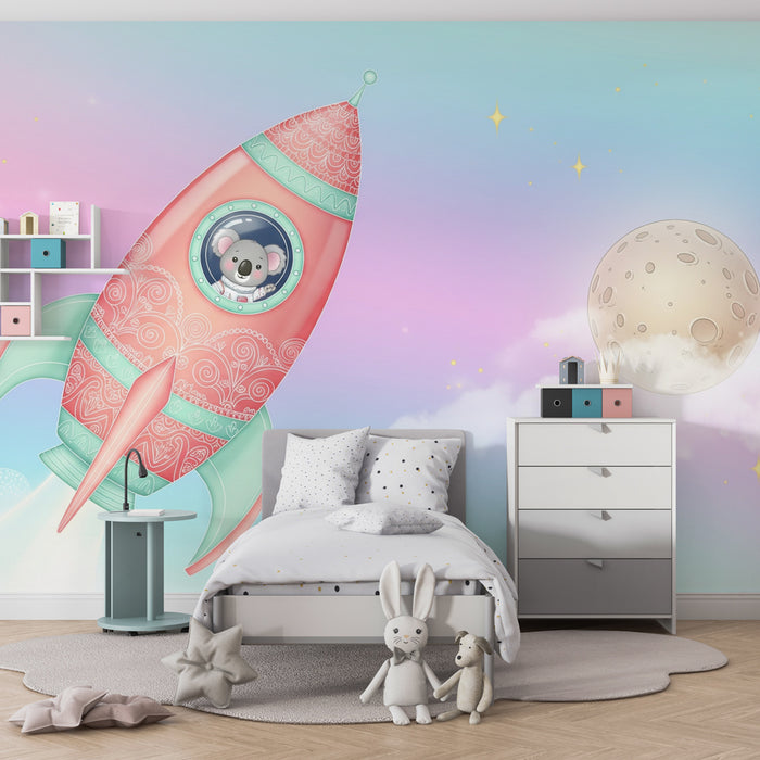 Detská izba tapeta | Magická raketa a prieskumný koala
