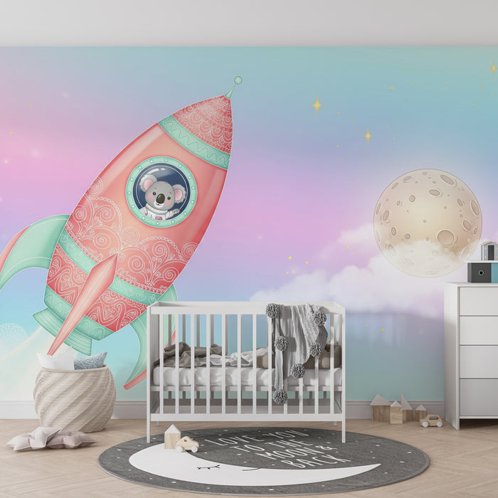 Detská izba tapeta | Magická raketa a prieskumný koala