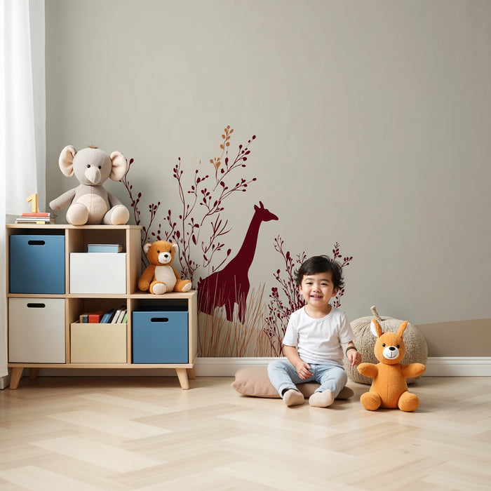 Detská izba tapeta | Elegantná žirafa a upokojujúce krajiny