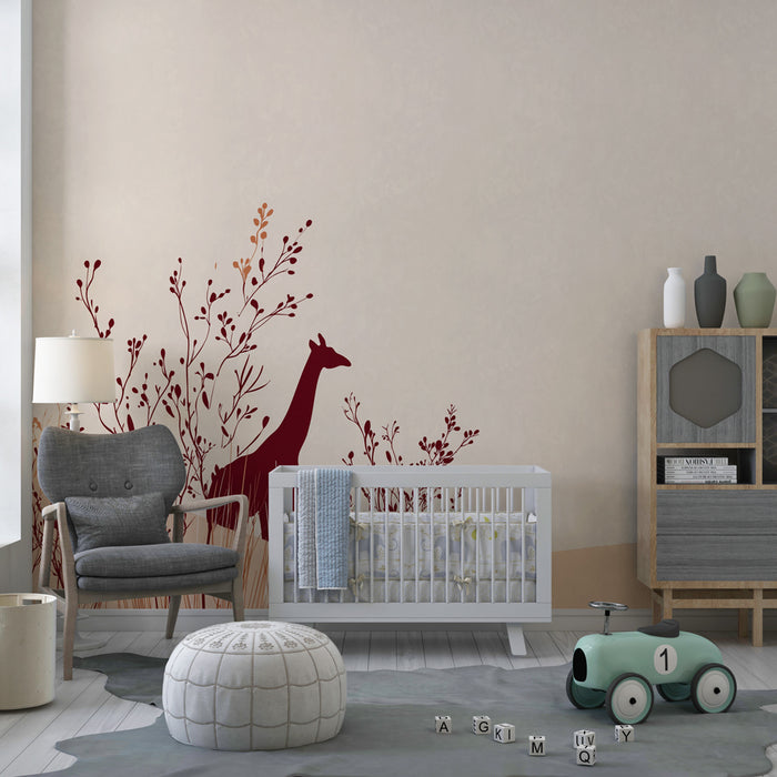 Kids room wallpaper | Elegant giraffe and soothing landscapes
