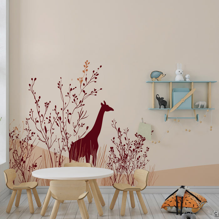 Kids room wallpaper | Elegant giraffe and soothing landscapes