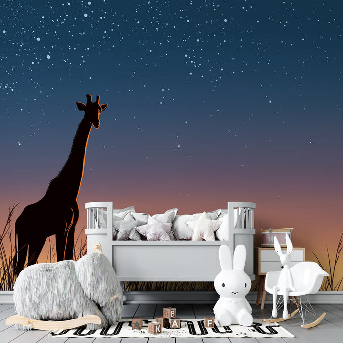 Barntapet | Giraff under en stjärnklar himmel