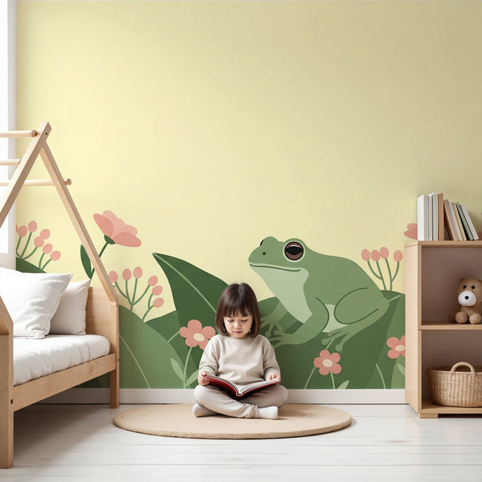 Kinderkamer behang | Kikker en bloementuin