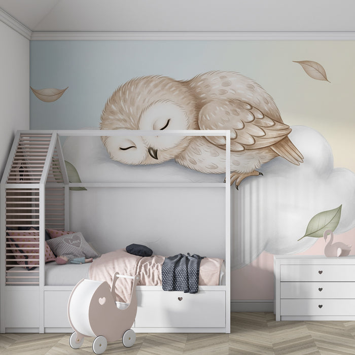 Kids room wallpaper | Unine puhkaval öökullil pilvel