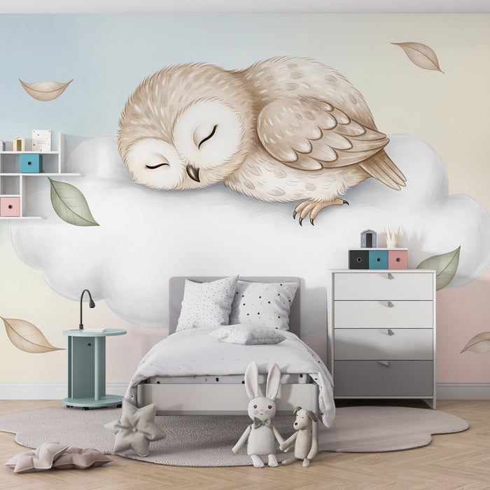 Kids room wallpaper | Unine puhkaval öökullil pilvel