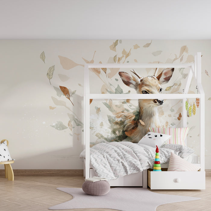 Kids room wallpaper | Noor hirv ja sügislehed