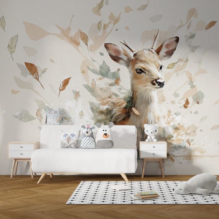 Kids room wallpaper | Noor hirv ja sügislehed