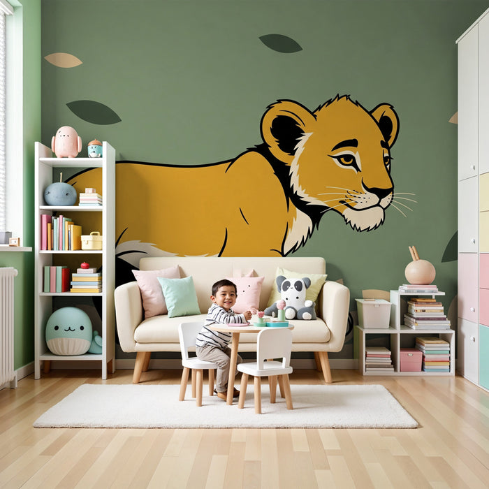 Kids room wallpaper | Mladi lev v savani