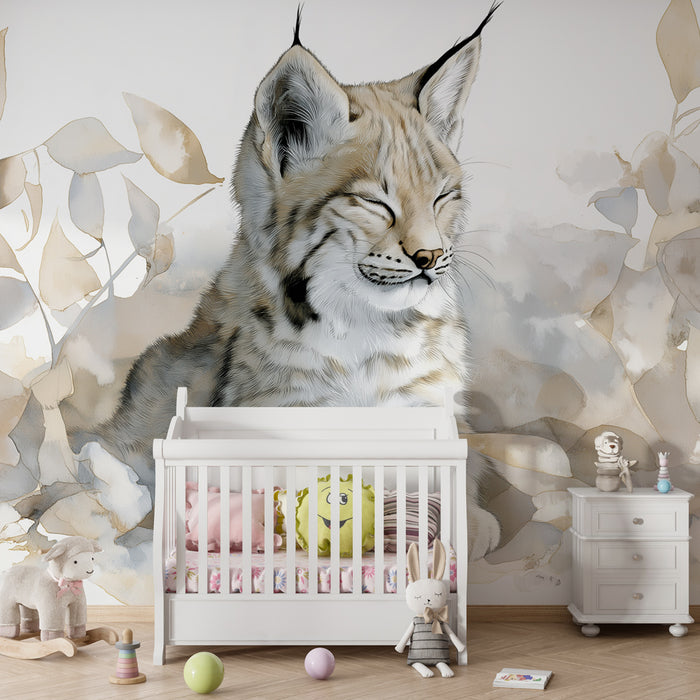 Kids room wallpaper | Noor unine ilves lehtede vahel