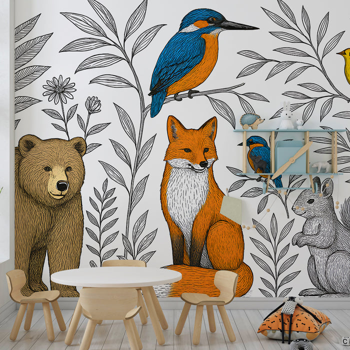 Papel de parede criança | Lindos animais da floresta e natureza selvagem