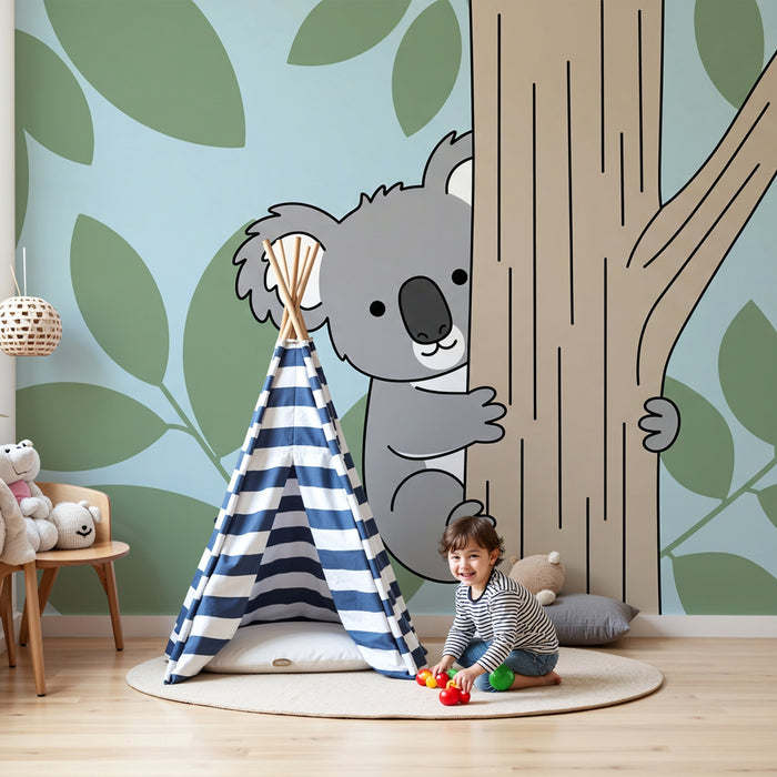 Papier de parede para crianças | Koala jogando na natureza