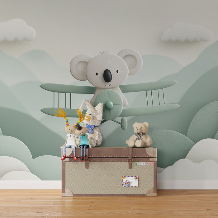 Papier de parede dječje sobe | Koala pilot i planinski krajolik