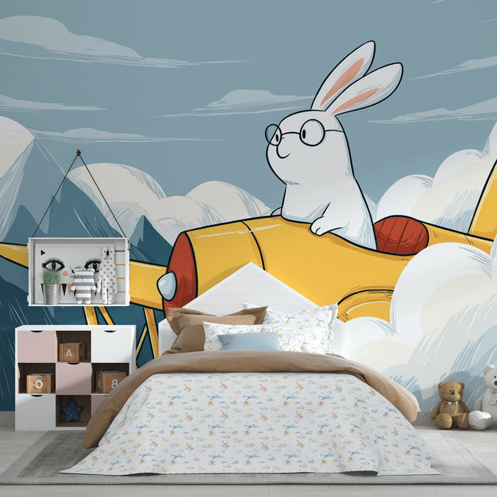 Kids room wallpaper | Jänku piloot pilvedes