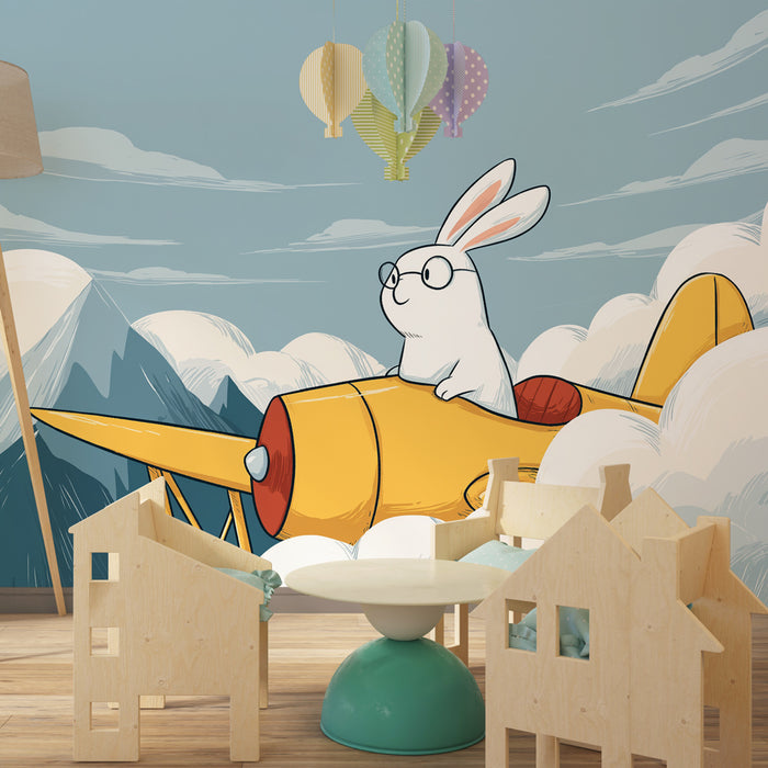Kids room wallpaper | Jänku piloot pilvedes