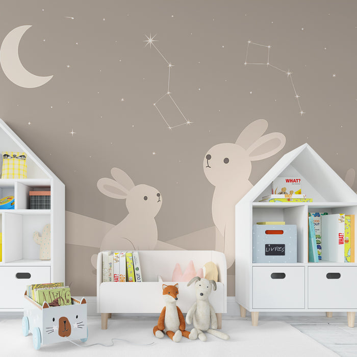 Kinderzimmer Tapete | Hasen unter den Sternen