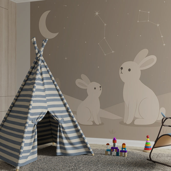 Kinderzimmer Tapete | Hasen unter den Sternen