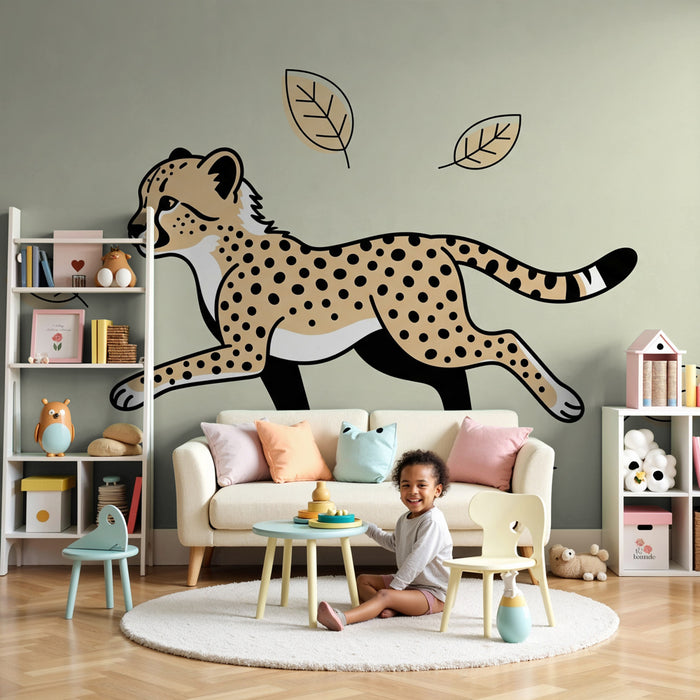 Tapet barnerom | Glade leoparder i naturen