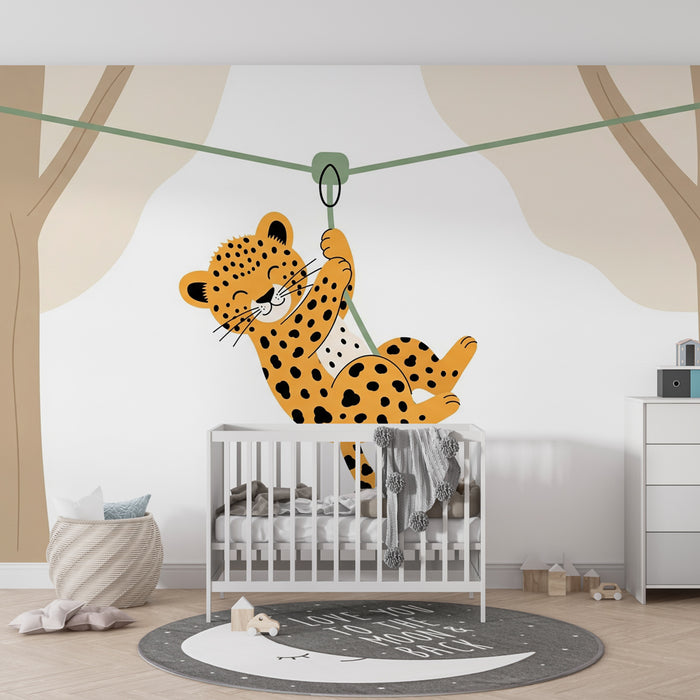 Papel de parede criança | Leopardo alegre em passeio