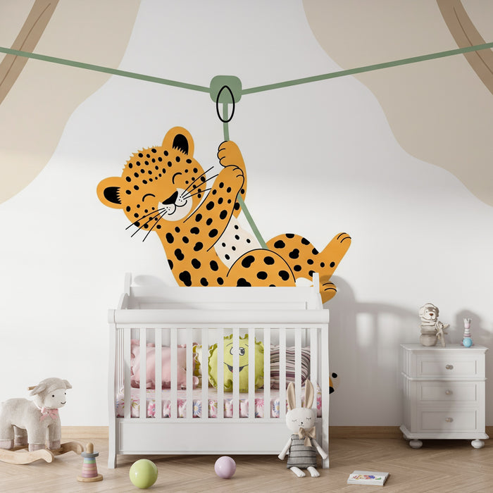 Papel de parede criança | Leopardo alegre em passeio