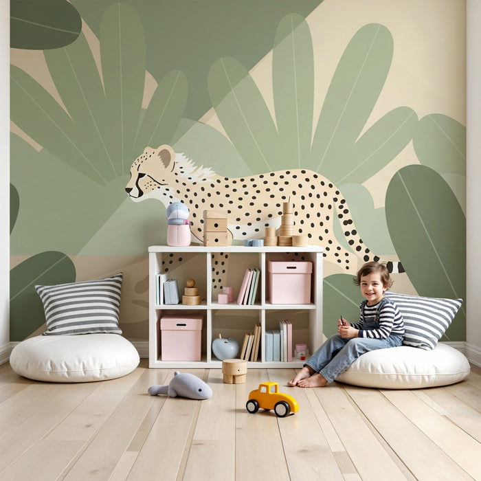 Kinderkamer behang | Luipaard wandelend in de jungle
