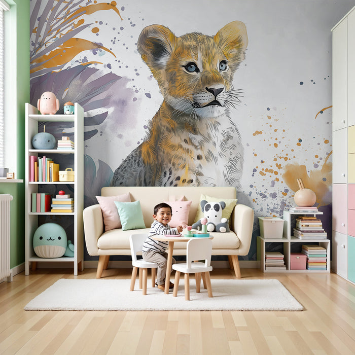 Kinderkamer behang | Leeuwtje in het hart van de jungle
