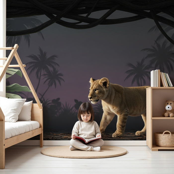 Kinderzimmer Tapete | Löwenbaby im Dschungel